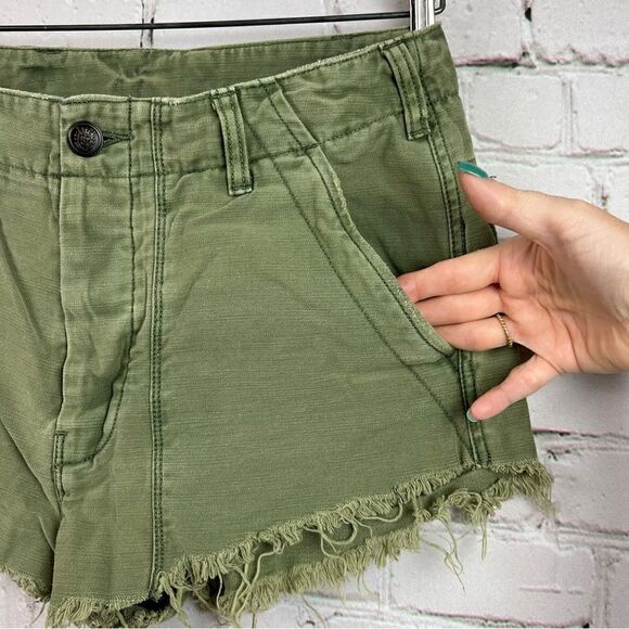 Free People Pants - Free People Raw and Patched Standoff Short Cotton Soft Natural Mossy